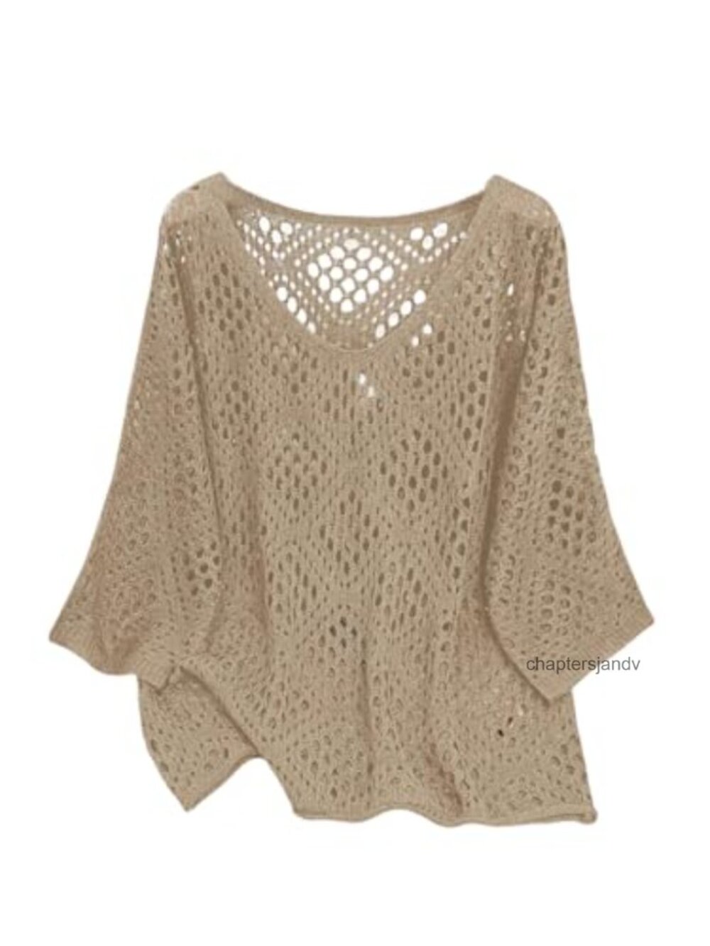 Womens Plus Size Crochet Cover Up Boho 3/4 Sleeve Lightweight Sweater